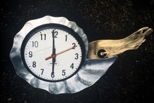 Amonite clock from the series Time Flies by Christy Rupp