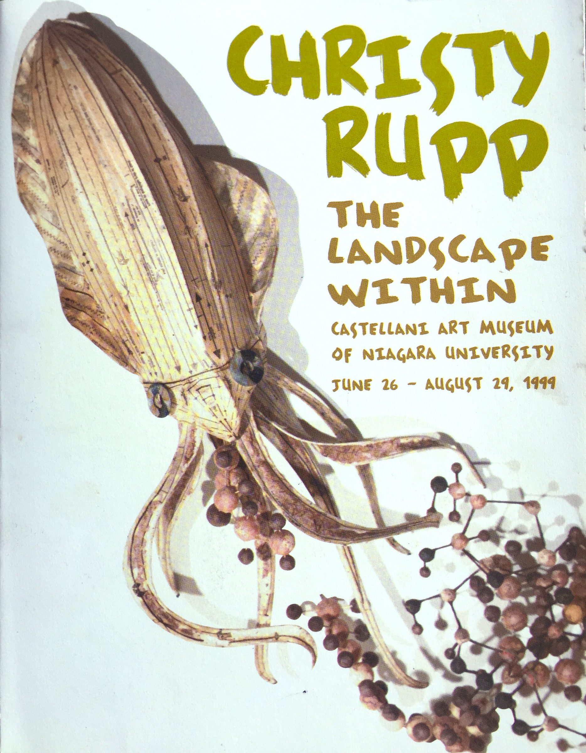 Cover of The Landscape Within catalog with large sculpture of a squid-like creature