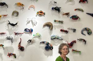 Christy Rupp with wall of plankton
